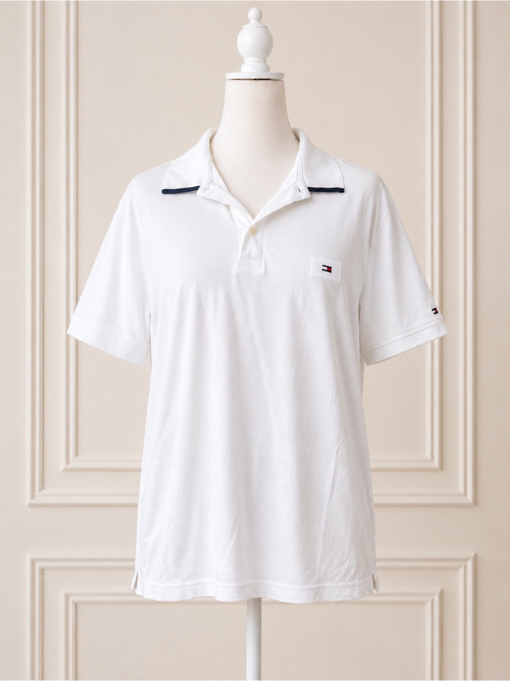 Tommy Hilfiger Regular Fit White Polo Shirt Men’s Medium Cotton Polo Shirt
